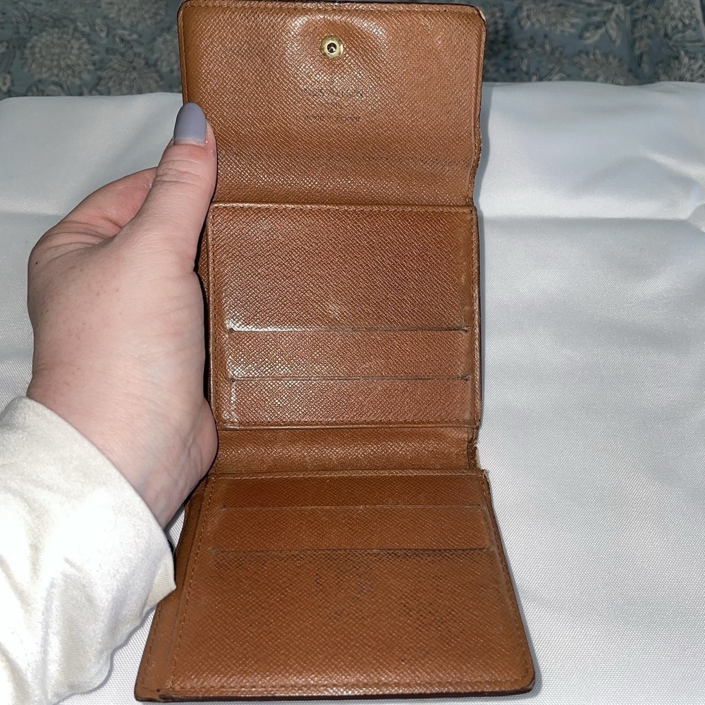 LOUIS VUITTON Trifold Elise Wallet Monogram Credit Cards Coin Pouch Brown - Picture 3 of 16